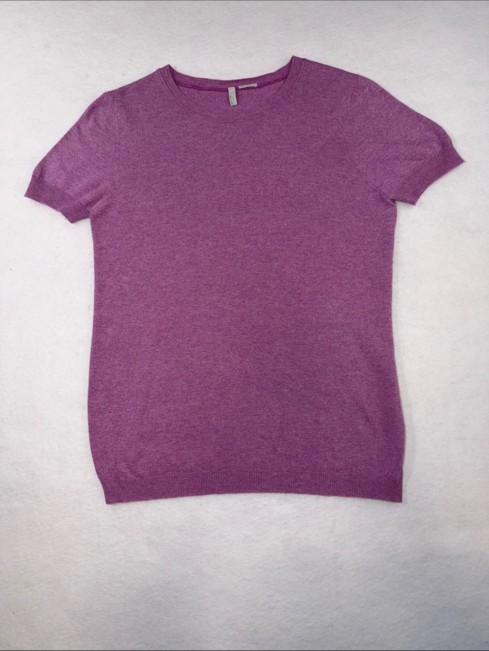 United Colors Of Benetton Short-Sleeve Crewneck Top in Magenta-Purple